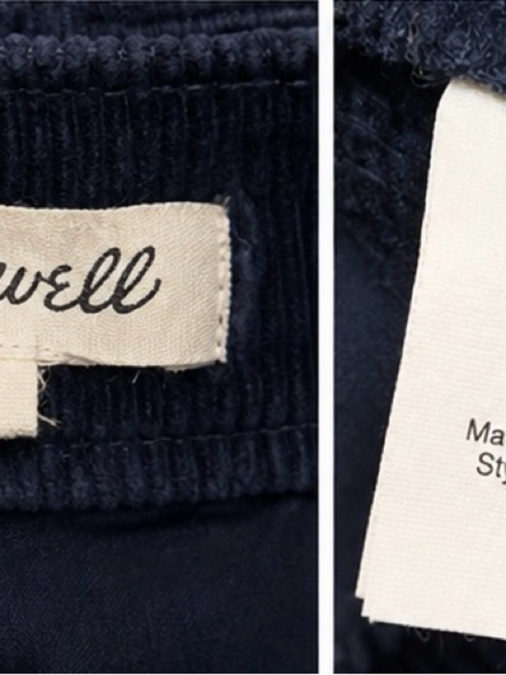 Madewell Crop Wide Leg Navy Corduroy Pants - Women Sz 25. P10 - Picture 5 of 7